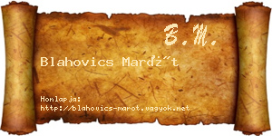 Blahovics Marót névjegykártya